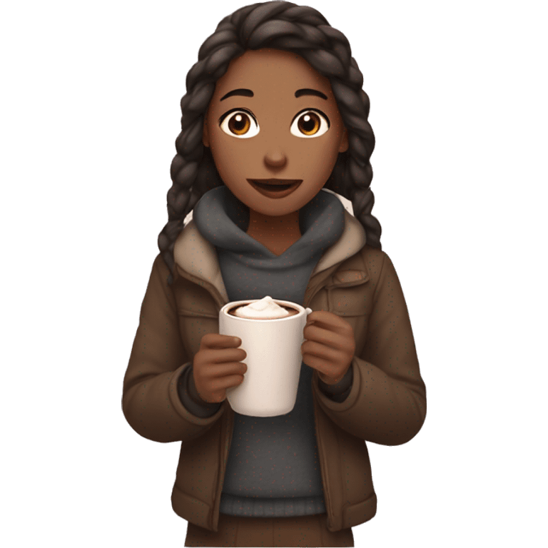 Girl with a hot chocolate in her hand emoji