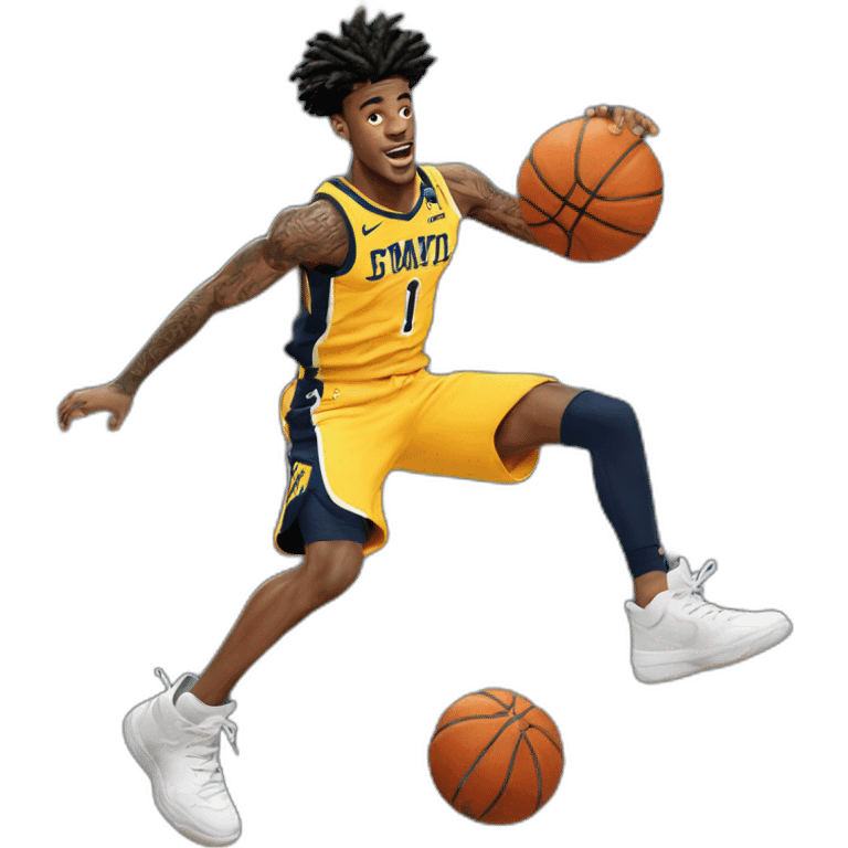 Ja morant jumping over a player emoji