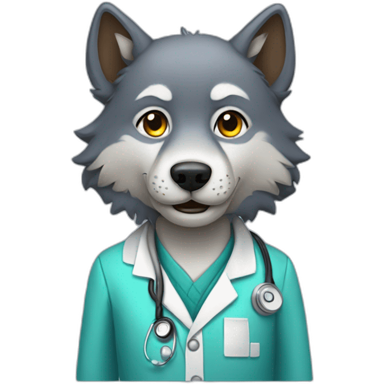 Wolf in doctor's outfit emoji