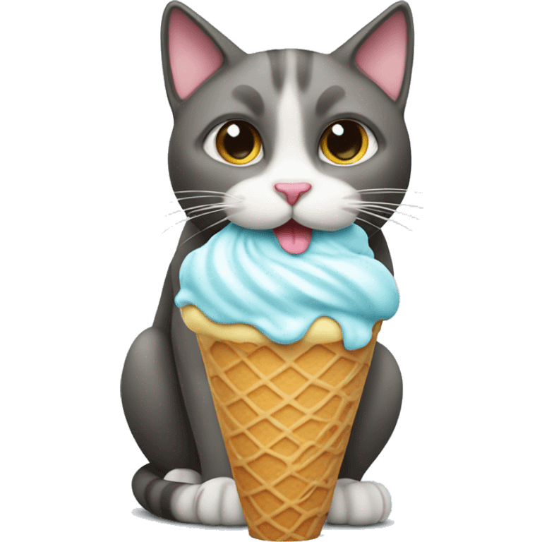 Cat eating ice cream emoji