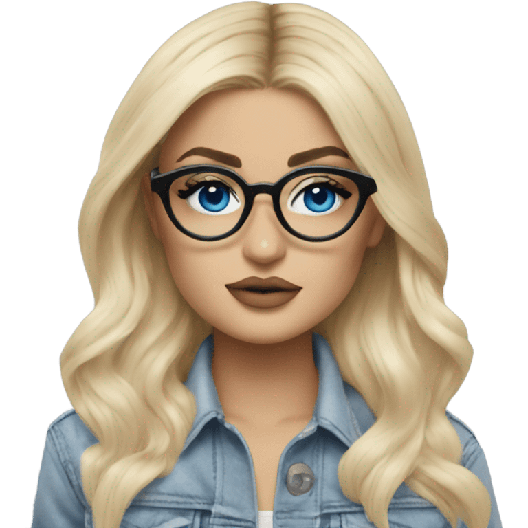 Hyper real blonde kylie jenner with blue eyes and glasses  emoji