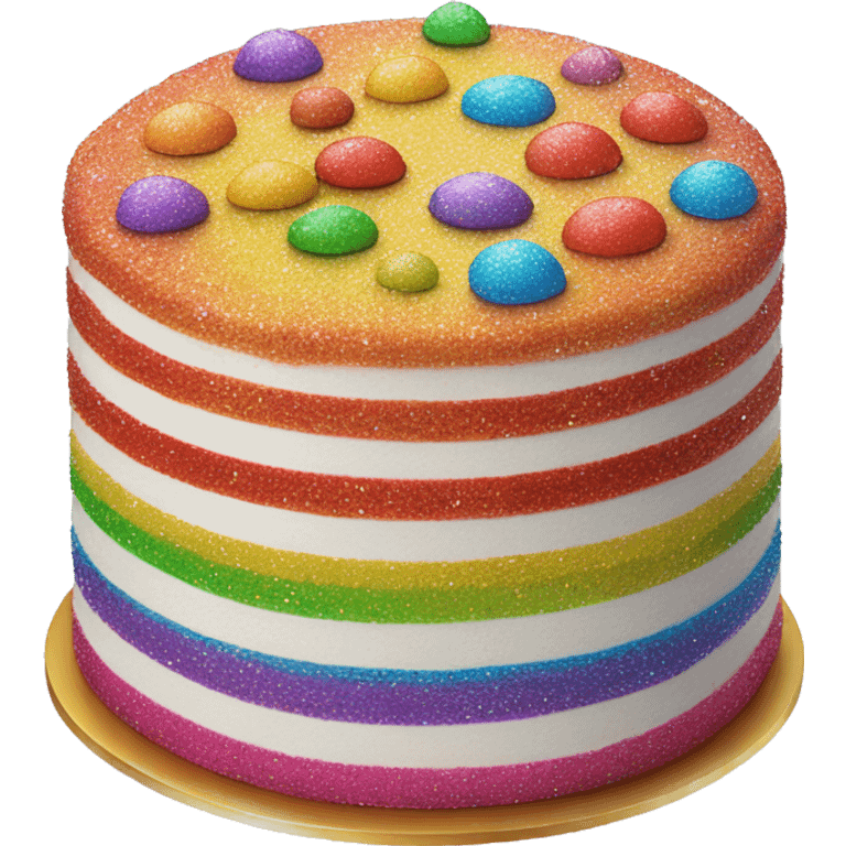 Realistic cake with colorful glitter emoji