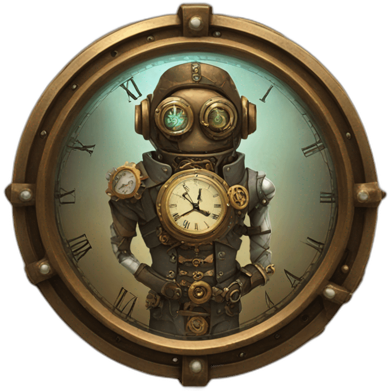 steampunk time guardian with clock case emoji