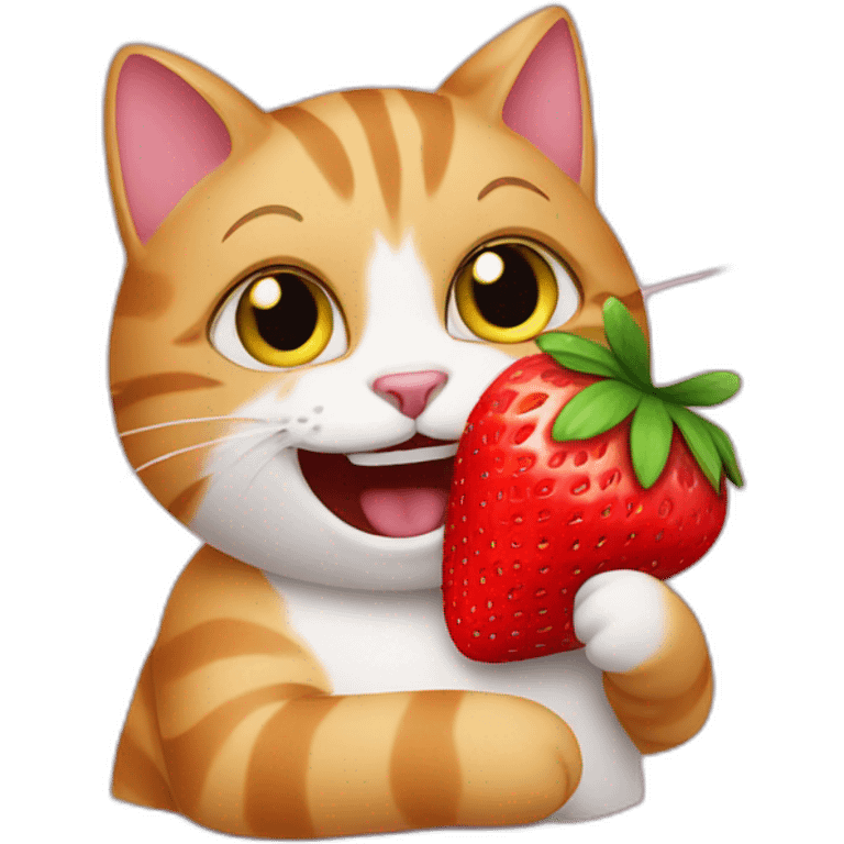 cat eating a strawberry emoji