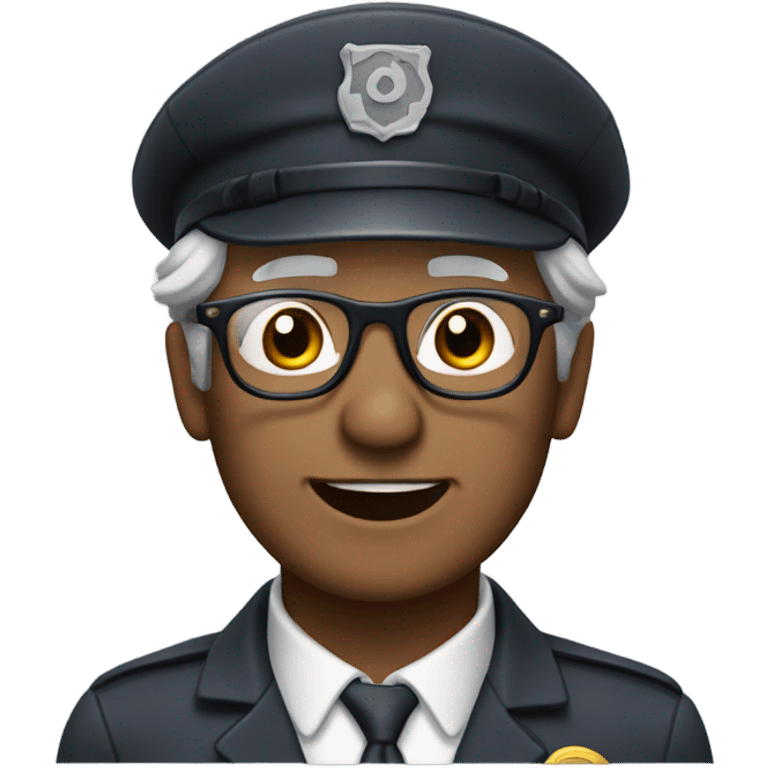 55 year old train conductor with gray hair and glasses emoji