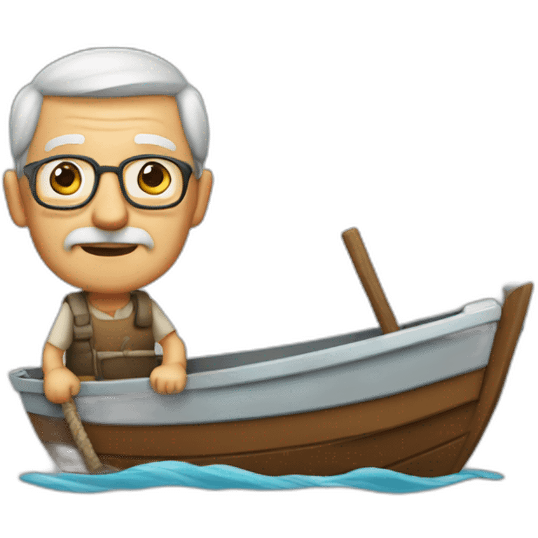 Old man with a boat emoji