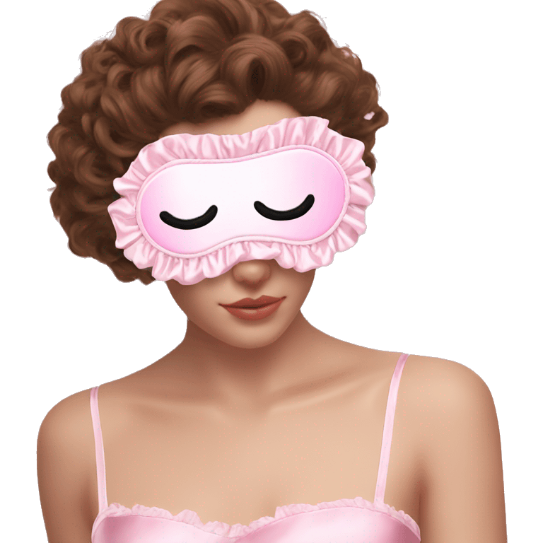 Light pink Frilly satin sleep mask no eyes emoji