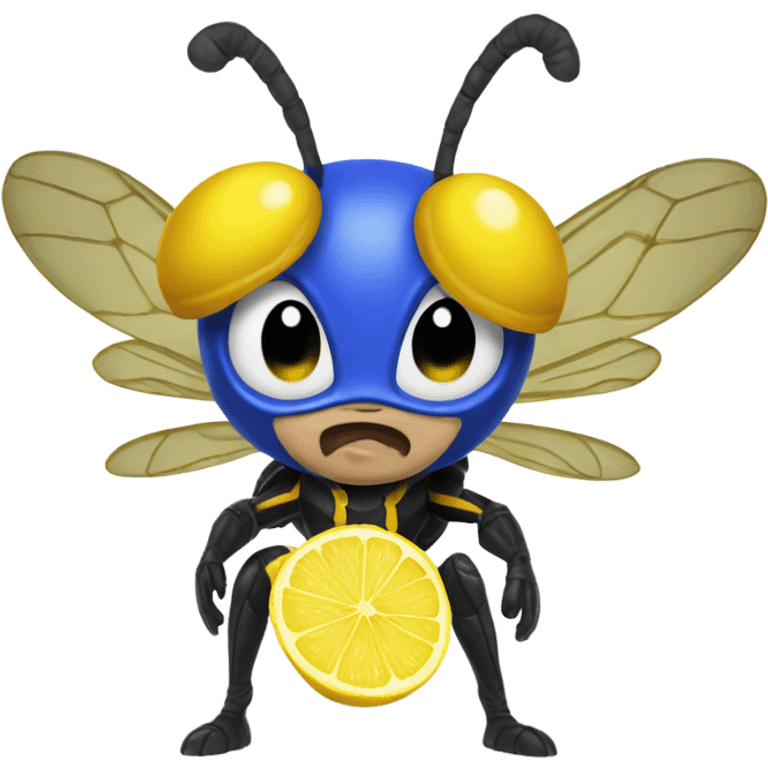 Wasp in sonic costume eating lemon emoji