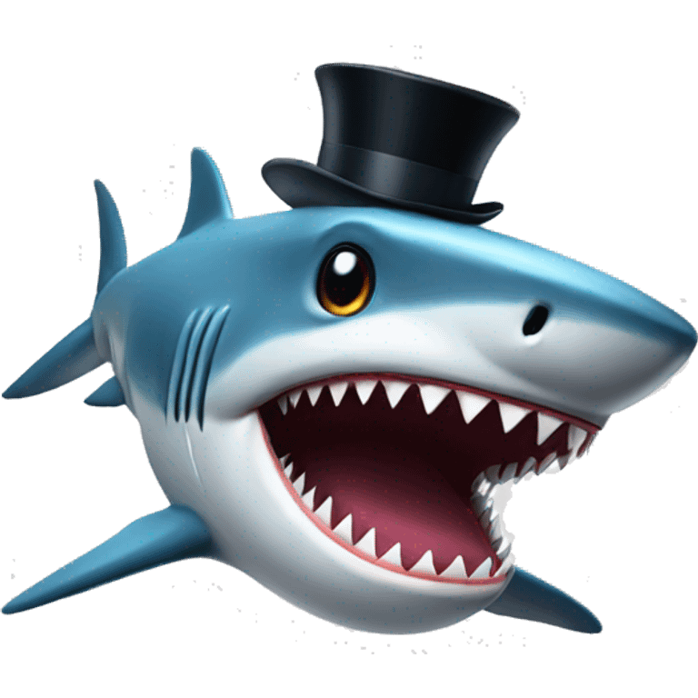 Shark with a top hat emoji