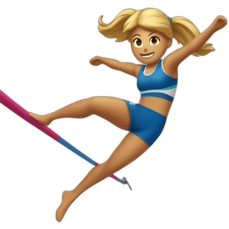 pole vault girl distanced legs jumping in beach volley uniform emoji