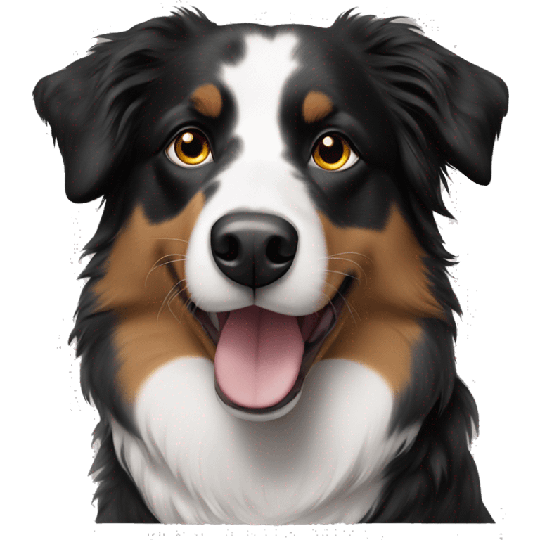 black tri australian shepherd with dots on nose emoji