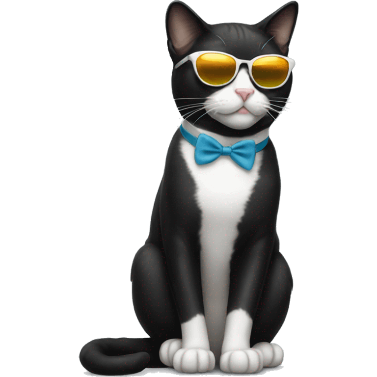 Tuxedo cat with sunglasses emoji