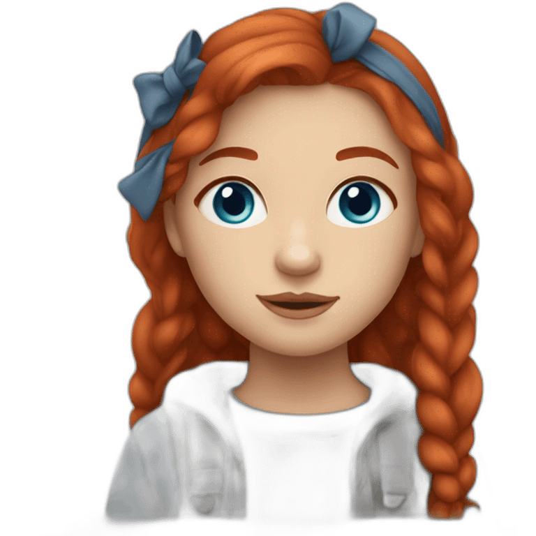 Girl artist with red head and blue eyes emoji