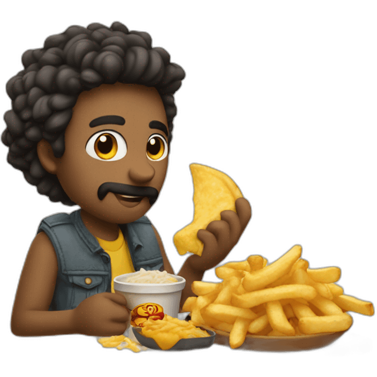 Leon comiendo papas fritas emoji