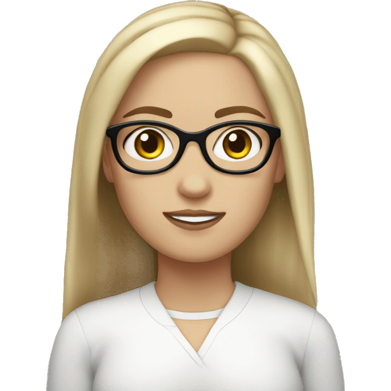 White girl with brow Hair, hazel eyes and white glasses emoji