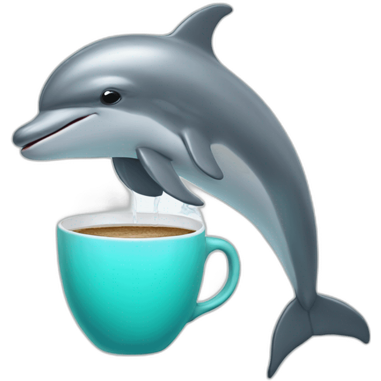 dolphin drinks coffee emoji