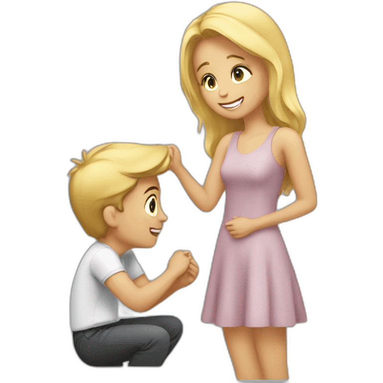 Boy proposing to a blonde girl emoji