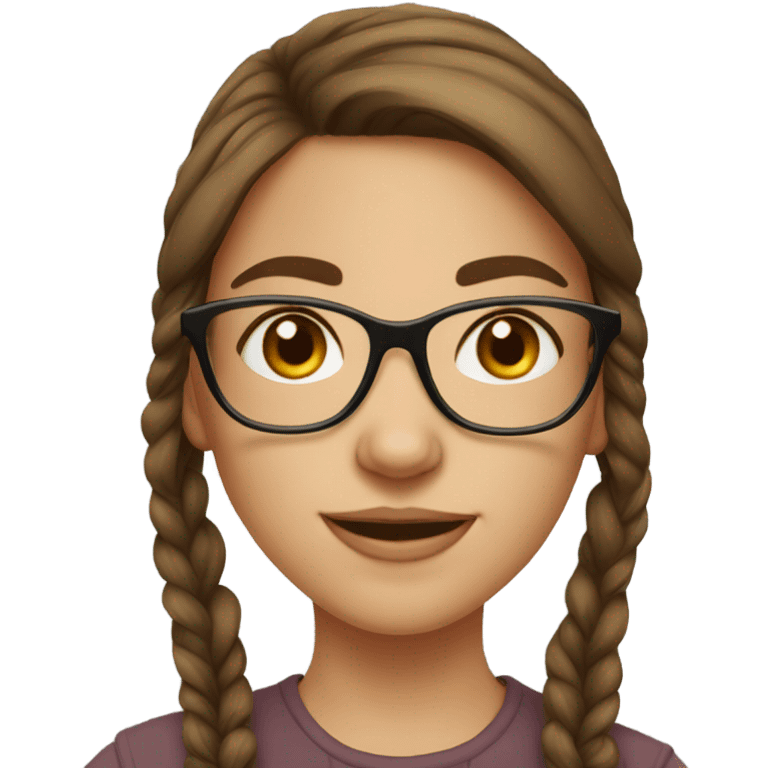 brown haired girl glasses portrait emoji