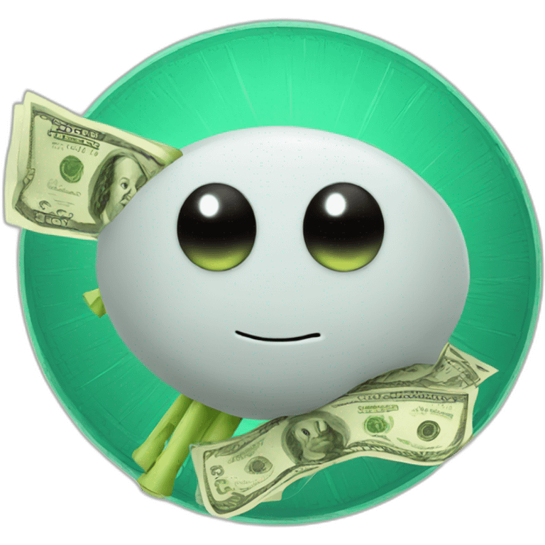 a cricket with money emoji