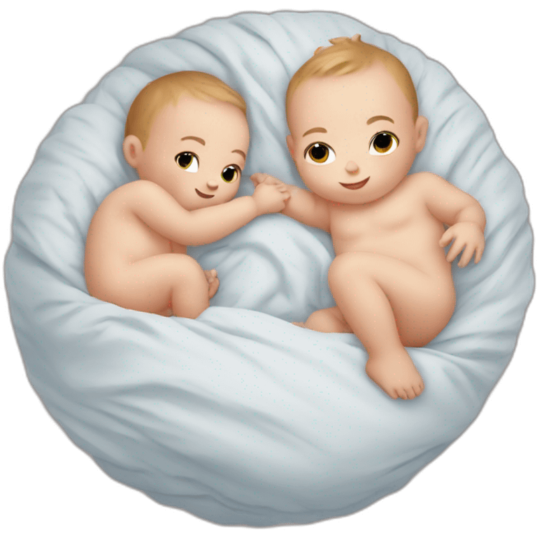 babies cuddle in ball of duvet emoji