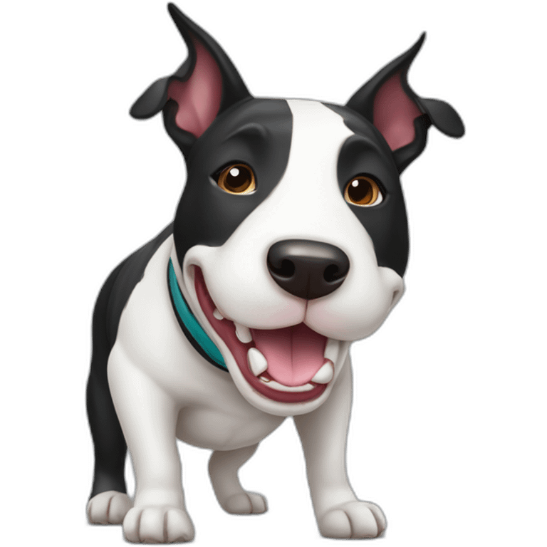 happy black & white bull terrier emoji