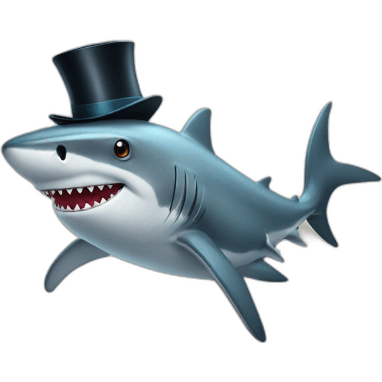 Shark with a top hat emoji