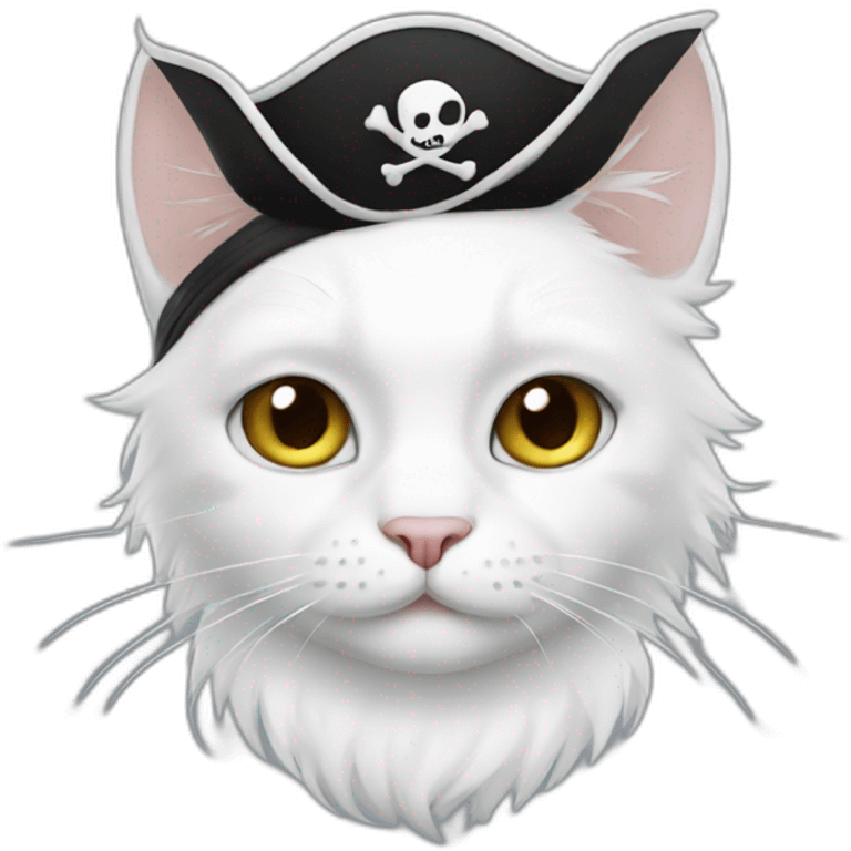 pirate white cat emoji