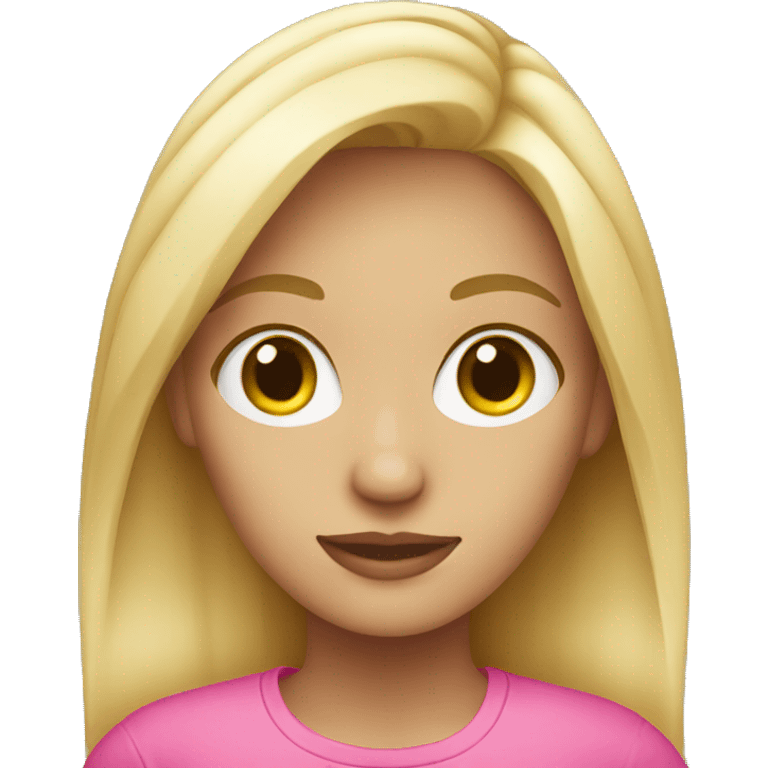 Blonde girl wearing pink  emoji