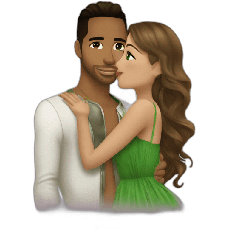 kiss-kiss romeo santos and girl green eyes and very long dark blond hair emoji