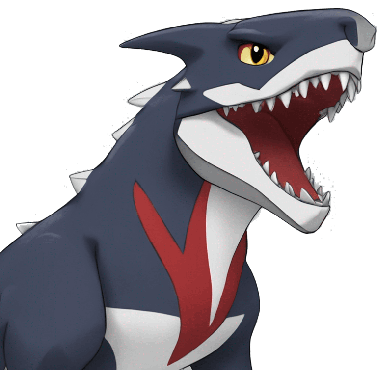 Black Cool Edgy Anthro Sharpedo-Sergal-Garchomp-Fakémon  with White and Red Edgy markings emoji