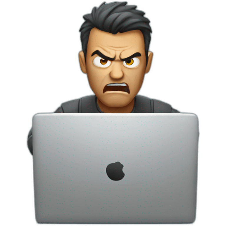 Man angry behind his laptop emoji