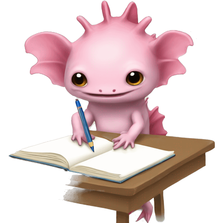 Axolotl doing homework emoji