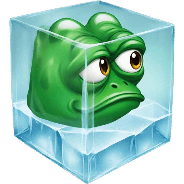 pepe the frog inside an icecube emoji