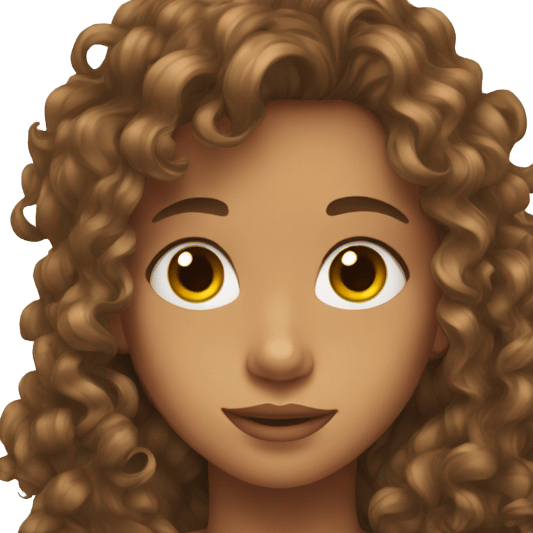 teen with curly long brown hairr and brown eyes emoji