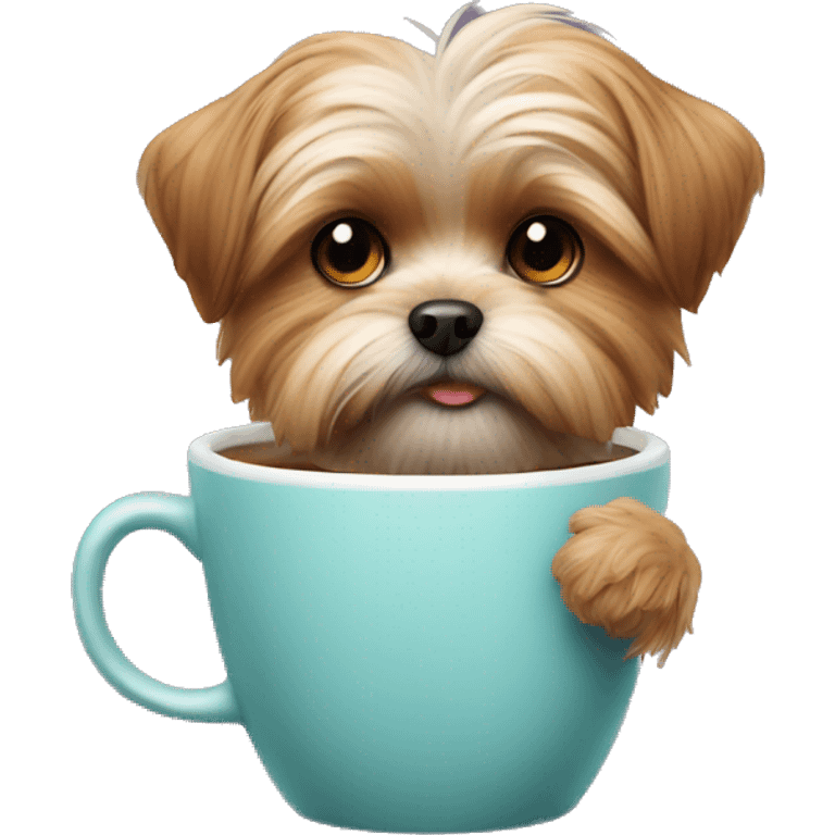 Shorkie with Coffe cup emoji