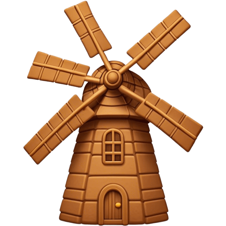 Speculaas Cinematic Realistic Speculaas Biscuit Emoji, depicted as a spiced speculaas cookie crafted in the shape of a windmill and warm, inviting lighting. emoji