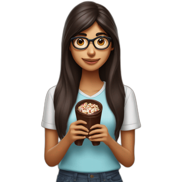 Mia khalifa holding tubular chocolate emoji