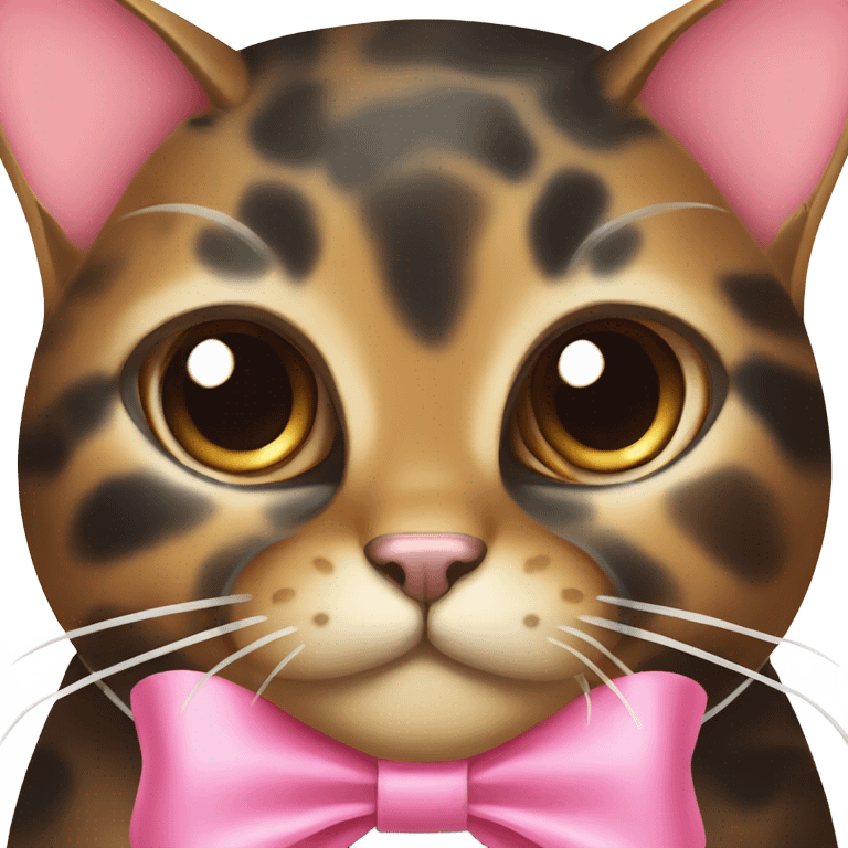 tortoise shell cat with a pink bow on it emoji