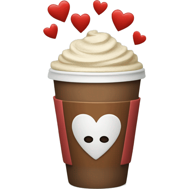 coffee cup with hearts emoji