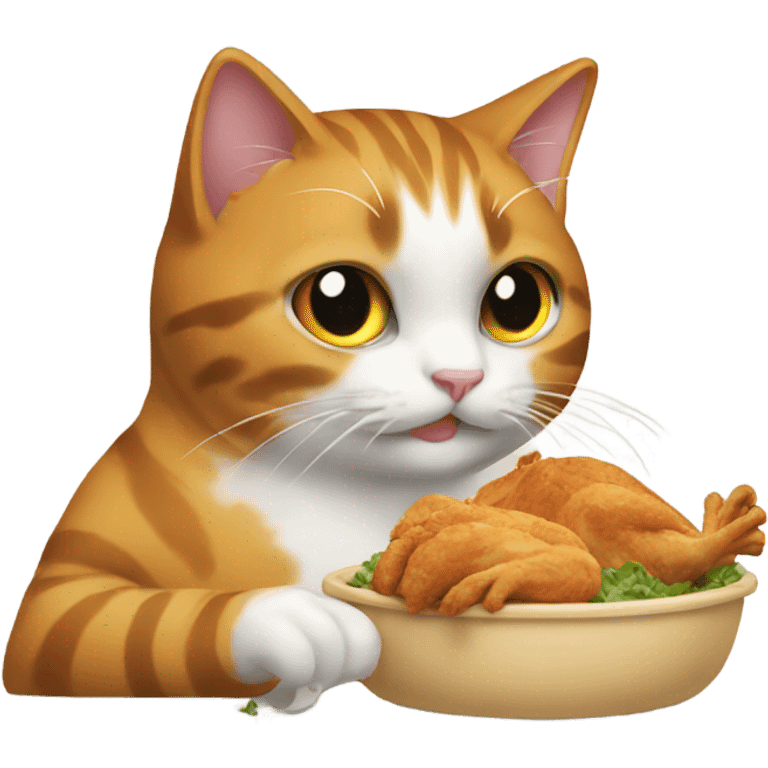 cat eating chicken emoji