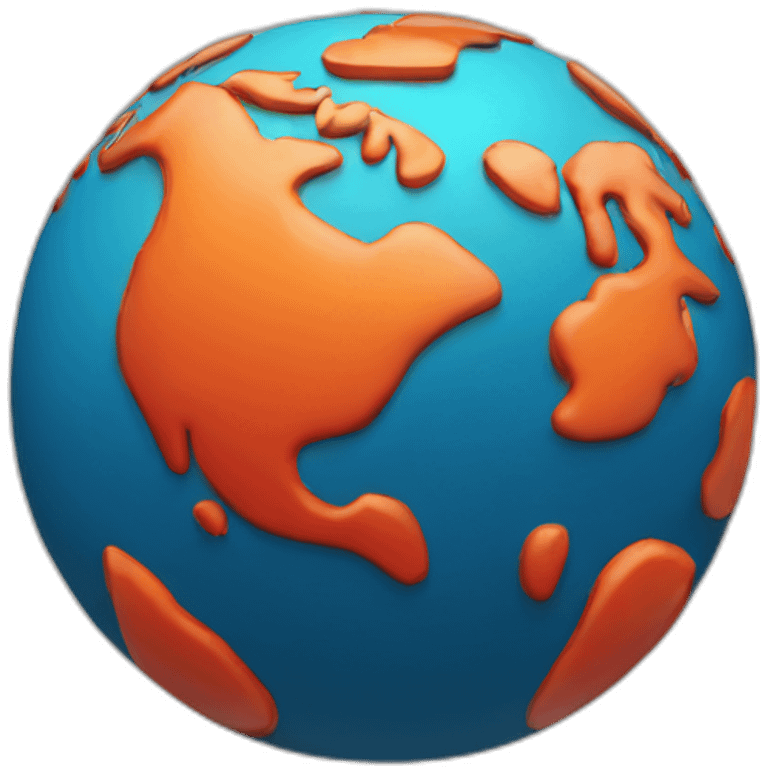 The earth with the ocean red and the earth orange emoji