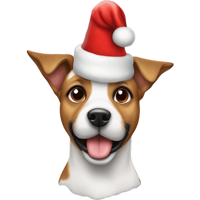 Dog wearing a Christmas hat emoji