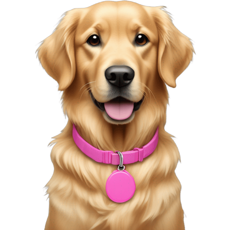 Golden retriever with pink collar wearing pink air Jordan’s emoji