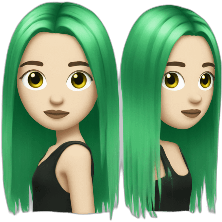 Billie Eilish green and black hair emoji