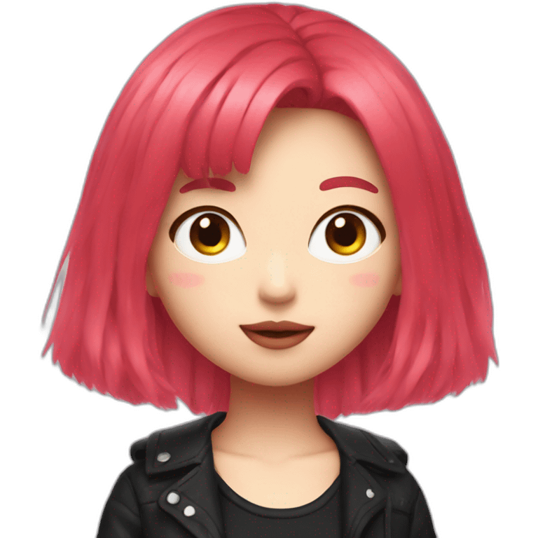 Lisa from BlackPink with neon red hair emoji