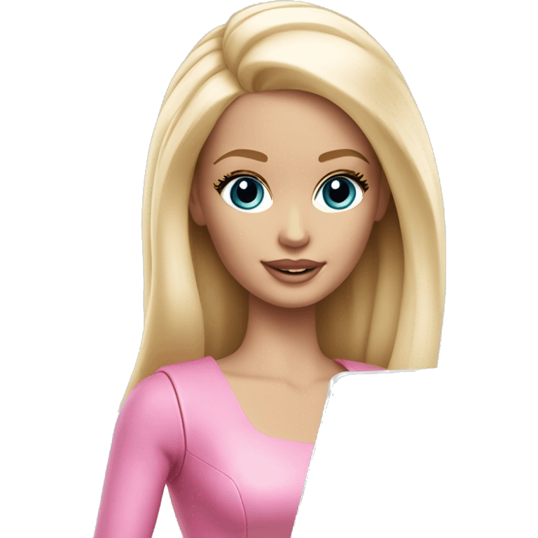 blonde Barbie with fair skin with laptop emoji