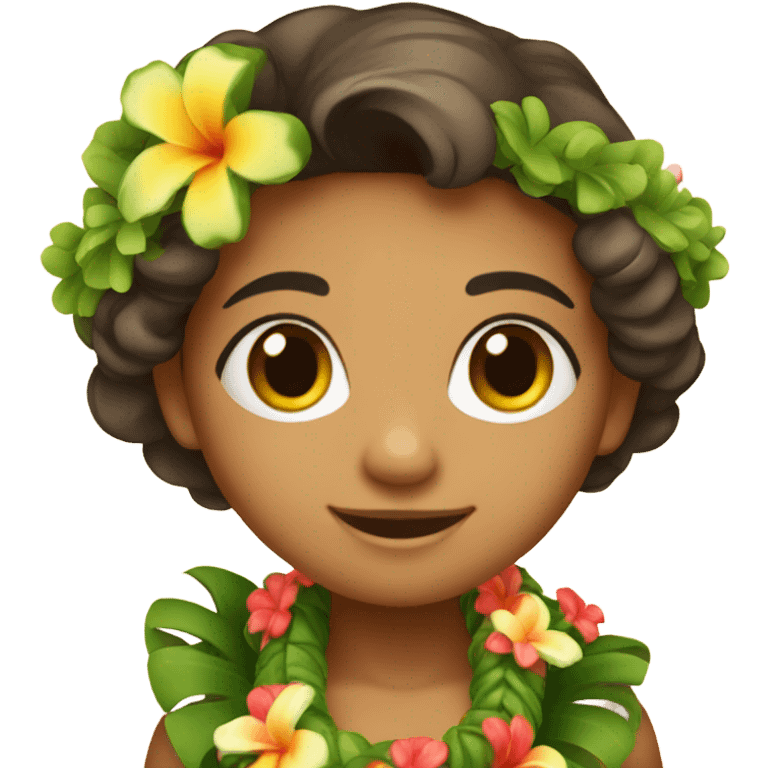 Cute Hawaiian girl with lei emoji