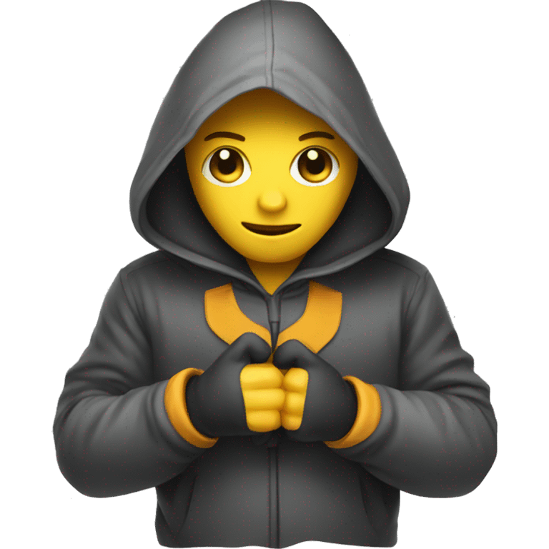 mysterious hooded boy in gloves emoji