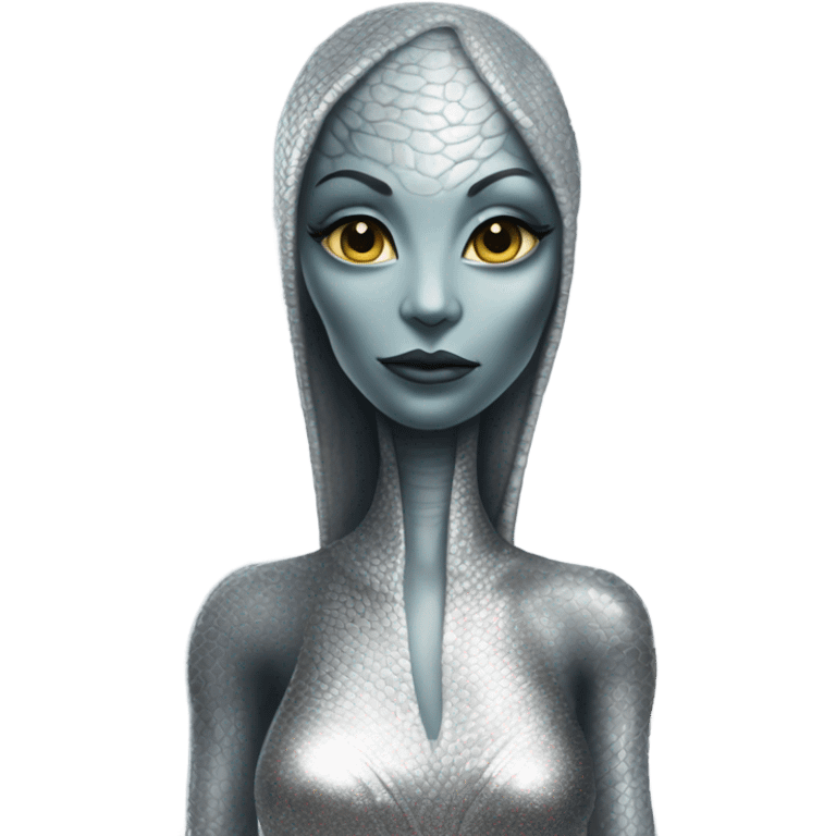 reptilian alien woman in silver dress emoji