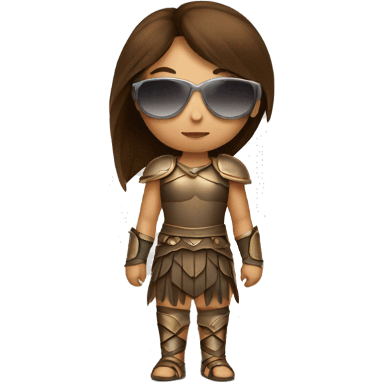 Girl gladiator with long straight brown hair and sunglasses  emoji